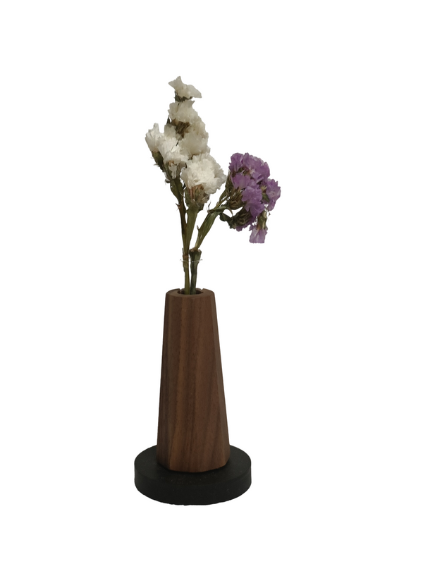 Mini Flower Vase Decor Design 1 - Walnut (Teak Wood)