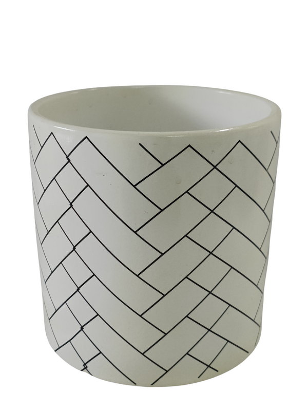 Rectangle Design Pot (White/Black)