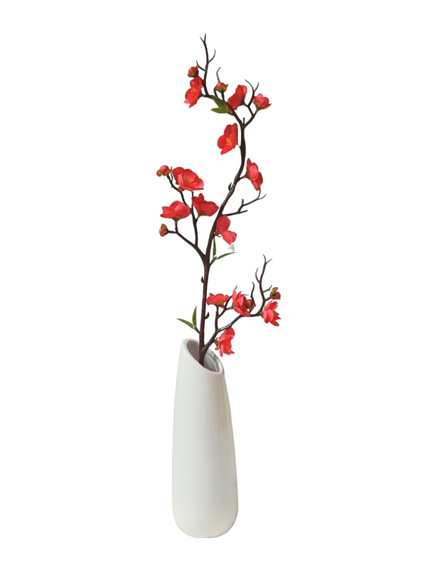 CNY - Chaenomeles Japonica Plant With Tall Vase - Table Size (Faux)