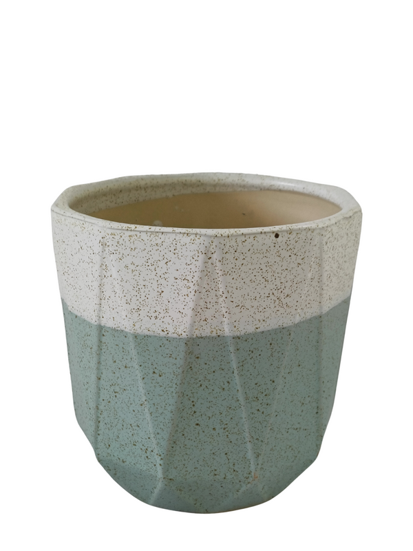 White &amp; Tiffany Blue Design Pot