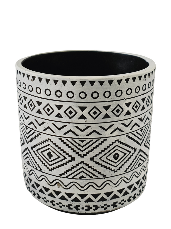 Geometric Design Pot White &amp; Black